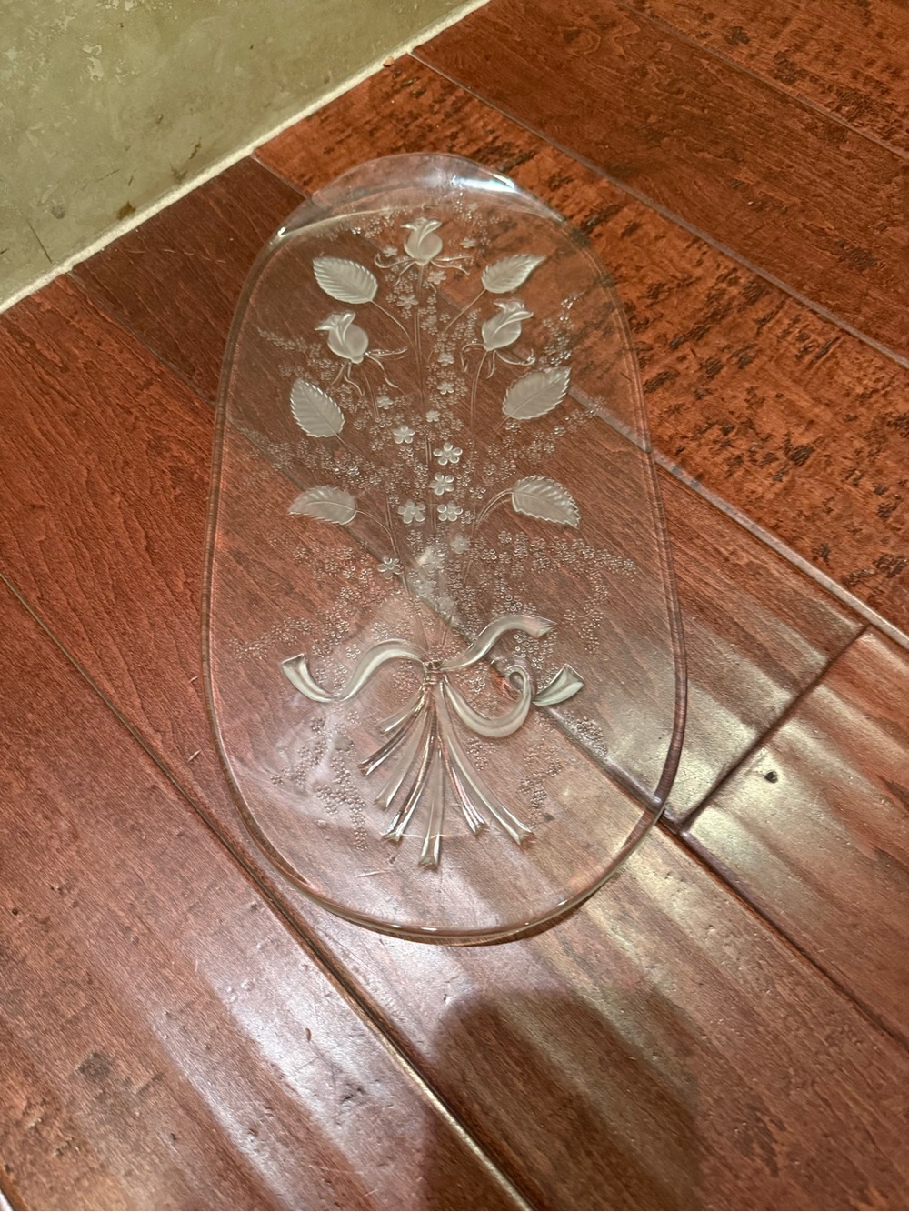 Fleur by WILLIAM FRASER Glass Oval Floral Bouquet Canape Tray